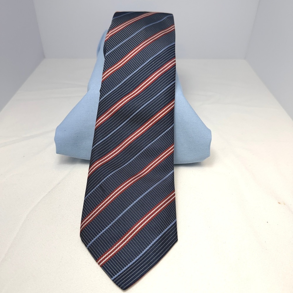 Hermès Paris Jacquard Woven Silk Regimental Stripe Tie (988 SA)" Circa 70s-80s